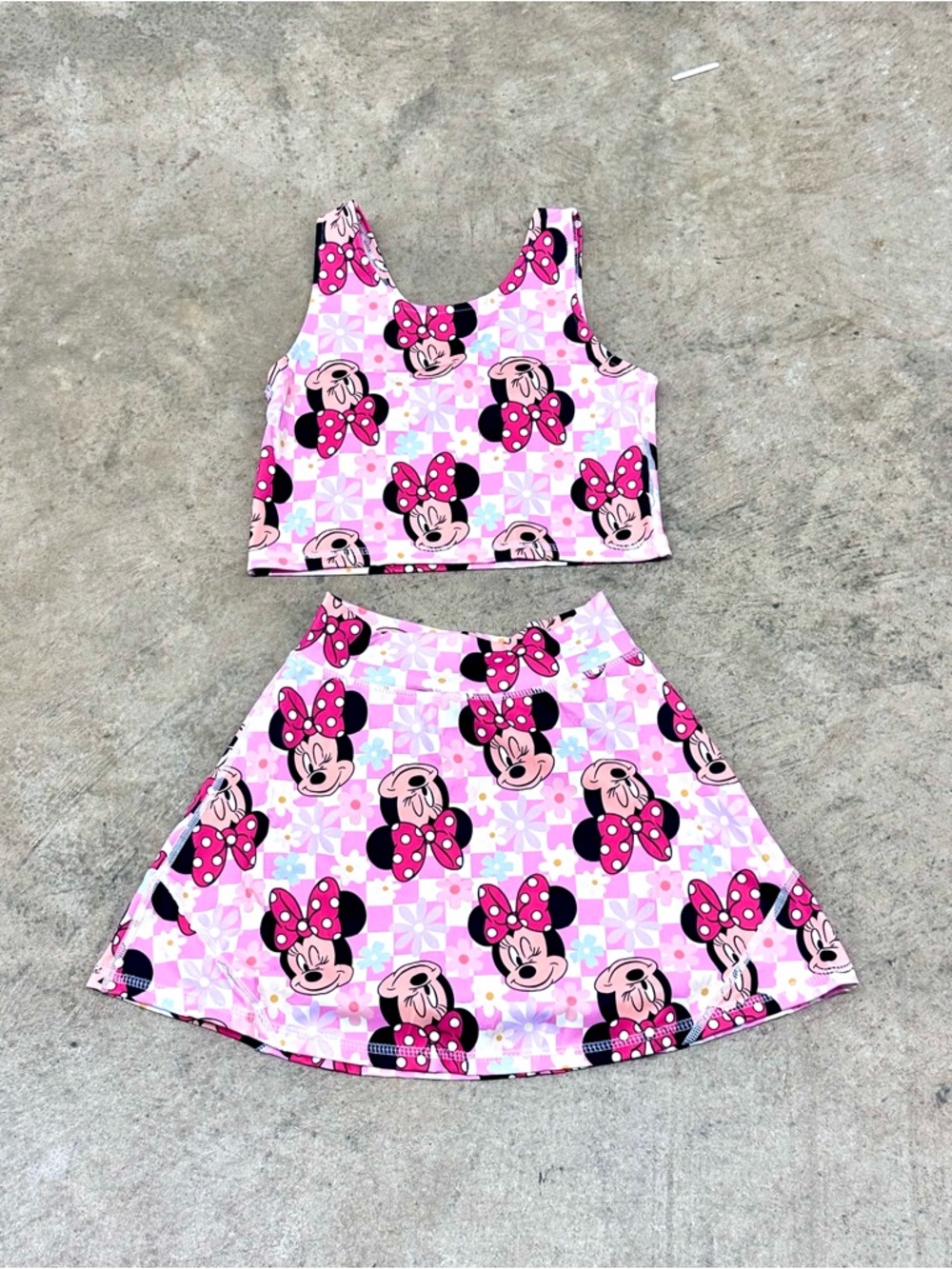 Pink Minnie Mouse Kids Matching Set - Top & Skirt